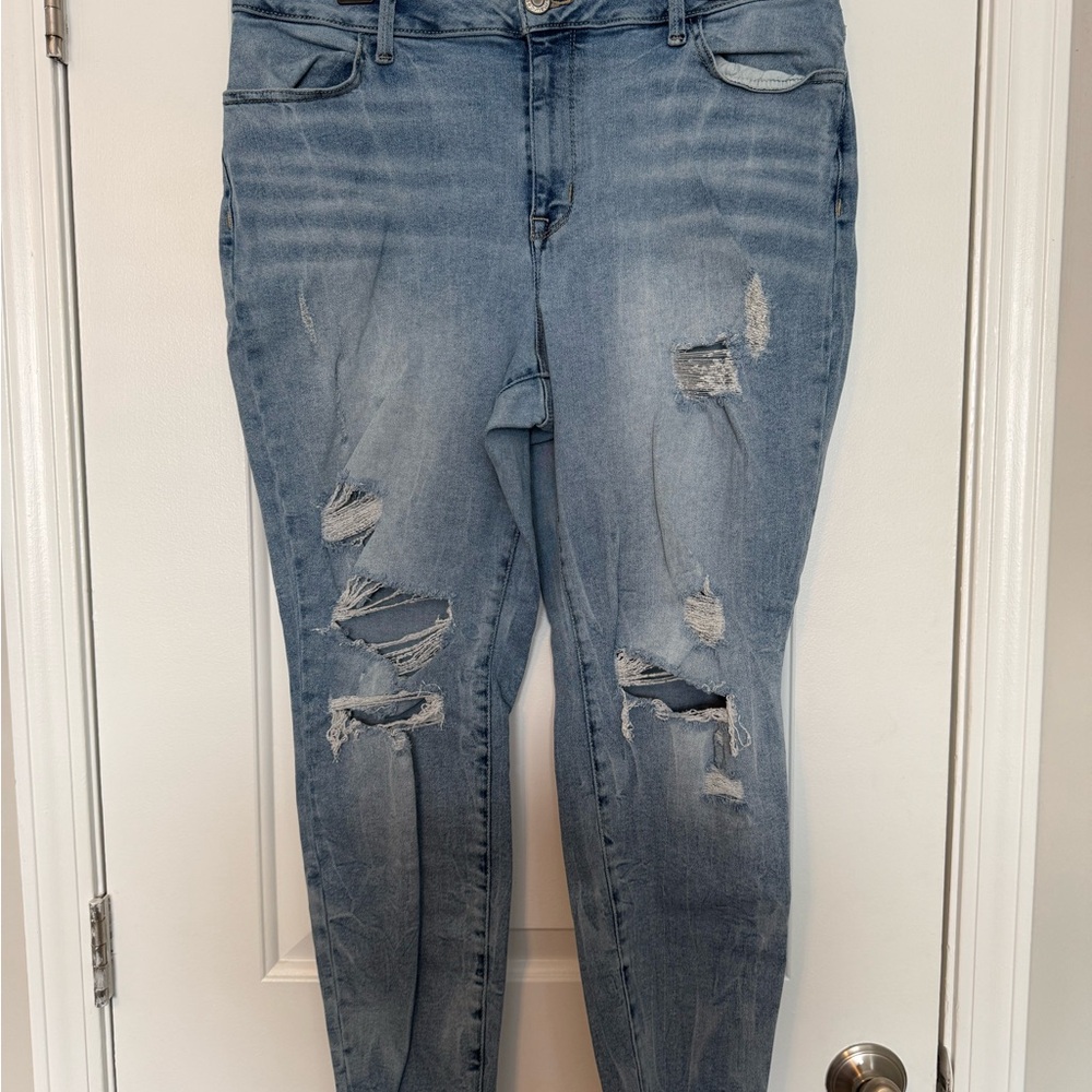 Maurices Light Blue Distressed Skinny Jeans